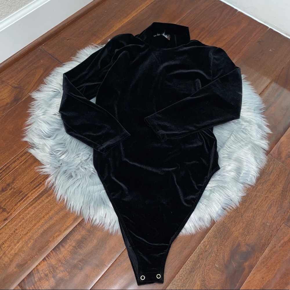 Good American Bodysuit Velvet Black Size 4 Size XL